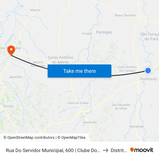 Rua Do Servidor Municipal, 600 | Clube Dos Servidores Municipais De Divinópolis to Distrito da Ilha map