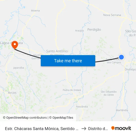 Estr. Chácaras Santa Mônica, Sentido Cachoeirinha to Distrito da Ilha map