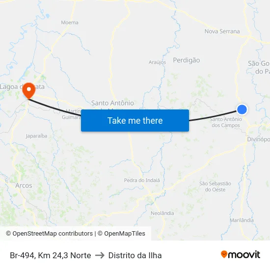 Br-494, Km 24,3 Norte to Distrito da Ilha map