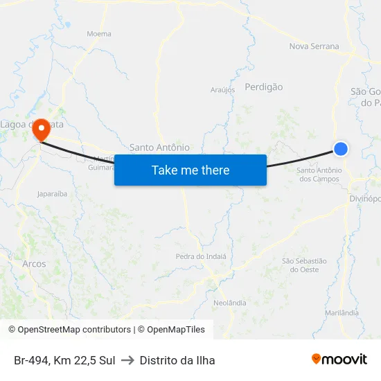 Br-494, Km 22,5 Sul to Distrito da Ilha map