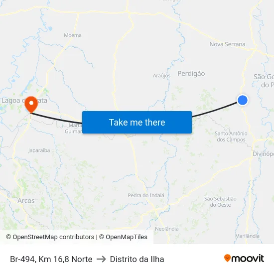 Br-494, Km 16,8 Norte to Distrito da Ilha map