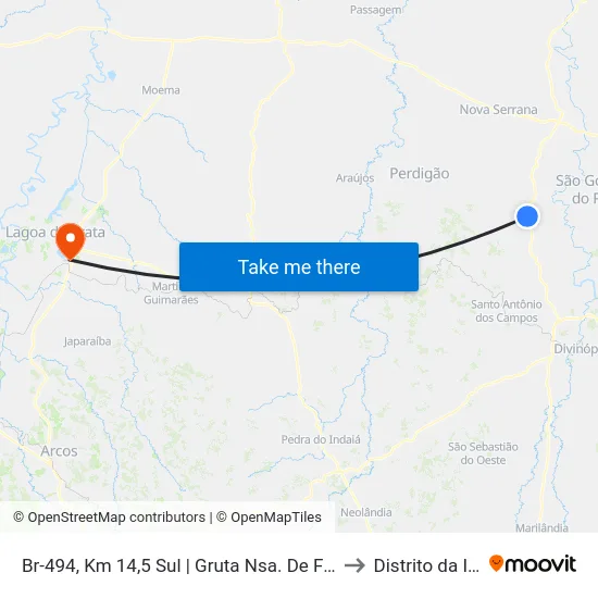 Br-494, Km 14,5 Sul | Gruta Nsa. De Fátima to Distrito da Ilha map