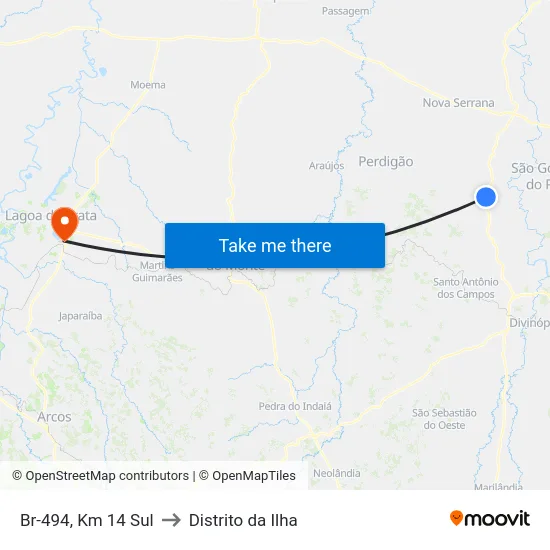 Br-494, Km 14 Sul to Distrito da Ilha map