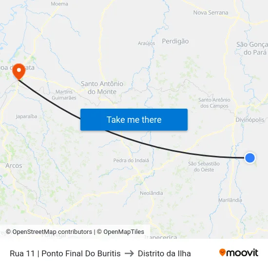 Rua 11 | Ponto Final Do Buritis to Distrito da Ilha map