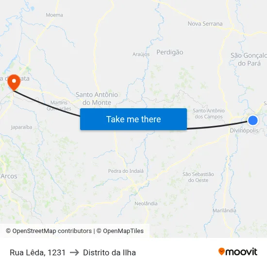 Rua Lêda, 1231 to Distrito da Ilha map