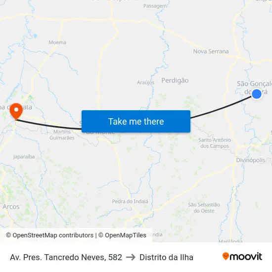 Av. Pres. Tancredo Neves, 582 to Distrito da Ilha map