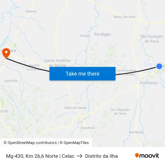 Mg-430, Km 26,6 Norte | Celac to Distrito da Ilha map