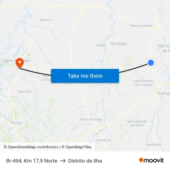 Br-494, Km 17,9 Norte to Distrito da Ilha map