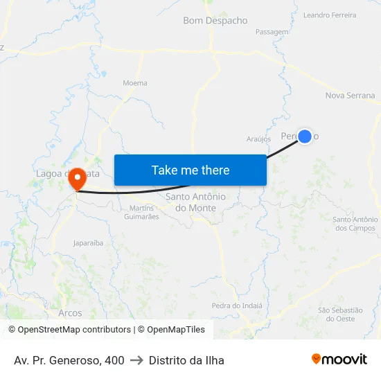 Av. Pr. Generoso, 400 to Distrito da Ilha map