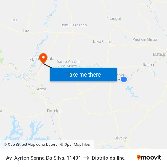 Av. Ayrton Senna Da Silva, 11401 to Distrito da Ilha map