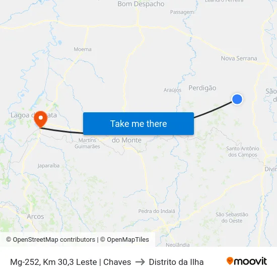 Mg-252, Km 30,3 Leste | Chaves to Distrito da Ilha map