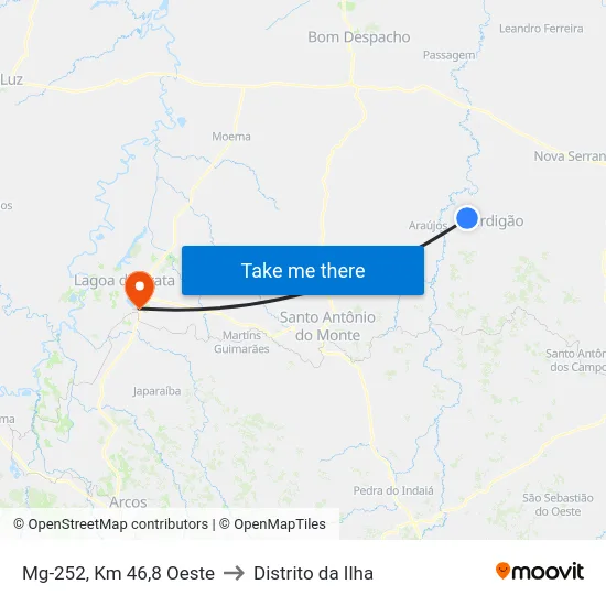Mg-252, Km 46,8 Oeste to Distrito da Ilha map