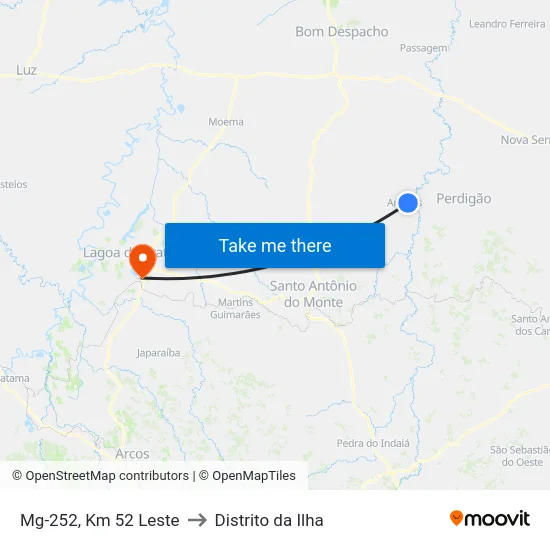 Mg-252, Km 52 Leste to Distrito da Ilha map