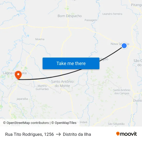 Rua Tito Rodrigues, 1256 to Distrito da Ilha map