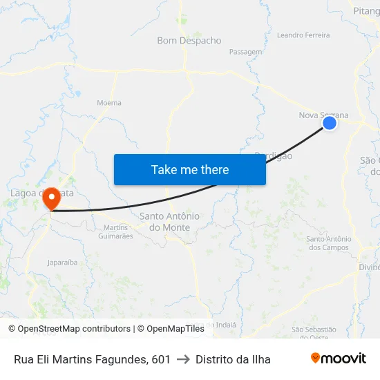 Rua Eli Martins Fagundes, 601 to Distrito da Ilha map