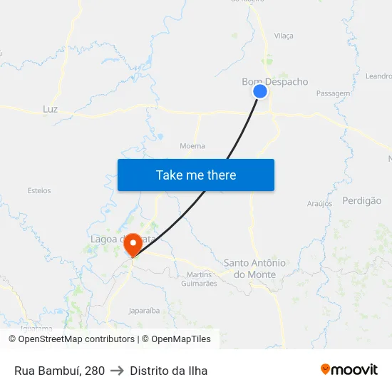 Rua Bambuí, 280 to Distrito da Ilha map