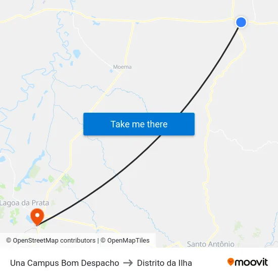Una Campus Bom Despacho to Distrito da Ilha map