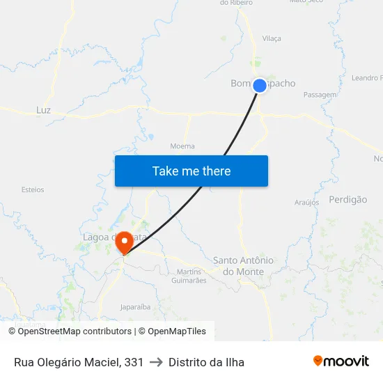 Rua Olegário Maciel, 331 to Distrito da Ilha map