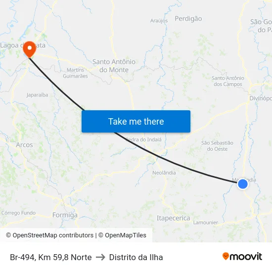 Br-494, Km 59,8 Norte to Distrito da Ilha map