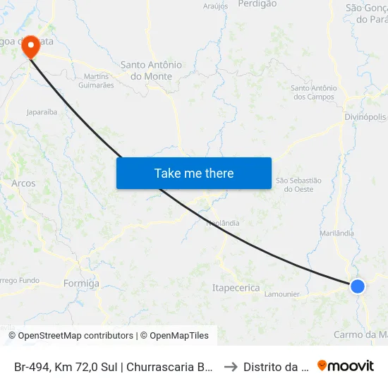 Br-494, Km 72,0 Sul | Churrascaria Beira Rio to Distrito da Ilha map