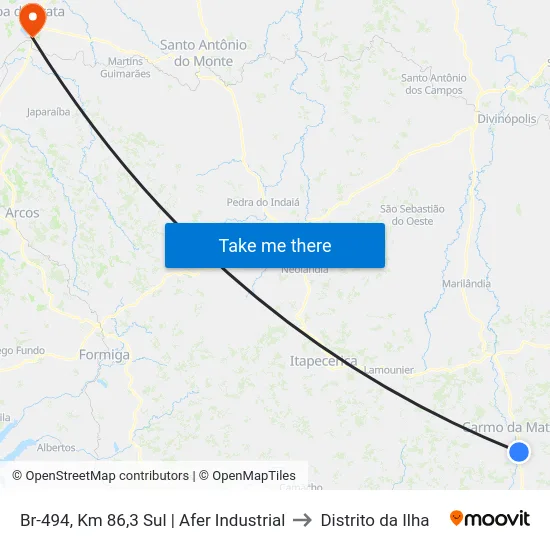 Br-494, Km 86,3 Sul | Afer Industrial to Distrito da Ilha map