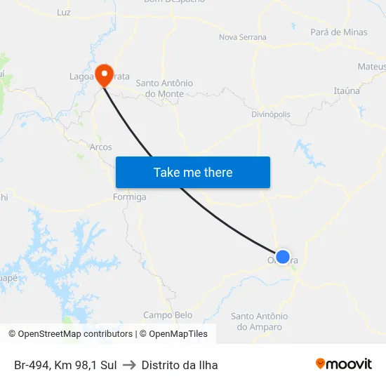 Br-494, Km 98,1 Sul to Distrito da Ilha map