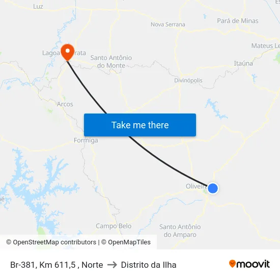 Br-381, Km 611,5 , Norte to Distrito da Ilha map