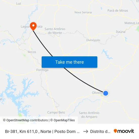 Br-381, Km 611,0 , Norte | Posto Dom Pedro Oliveira to Distrito da Ilha map