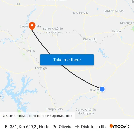 Br-381, Km 609,2 , Norte | Prf Oliveira to Distrito da Ilha map