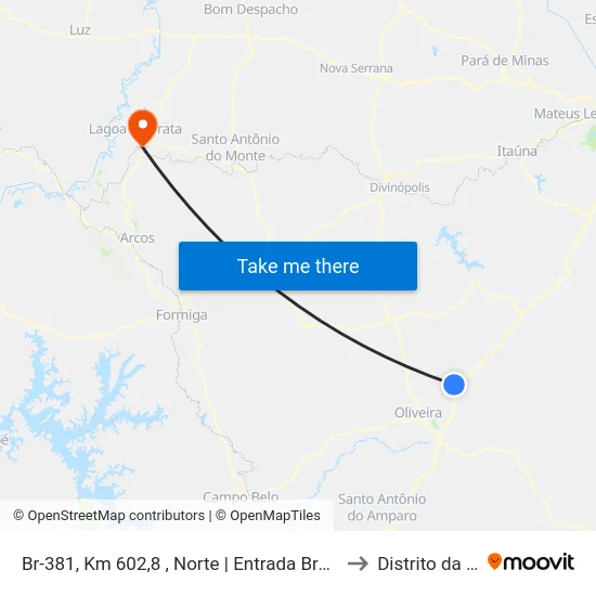 Br-381, Km 602,8 , Norte | Entrada Brasilândia to Distrito da Ilha map