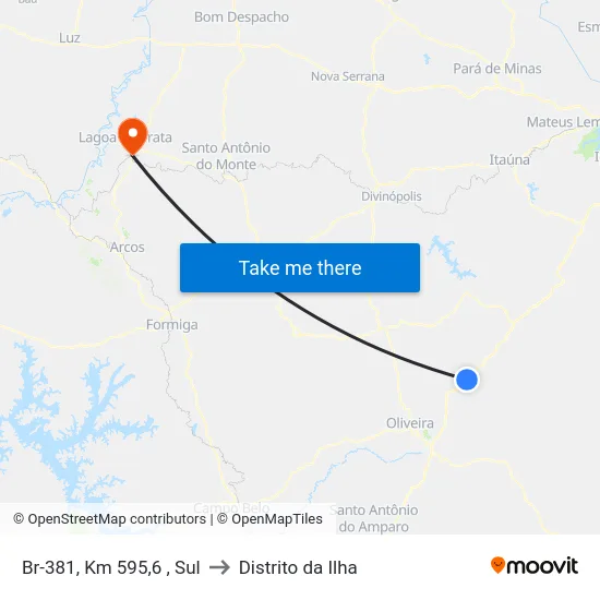 Br-381, Km 595,6 , Sul to Distrito da Ilha map