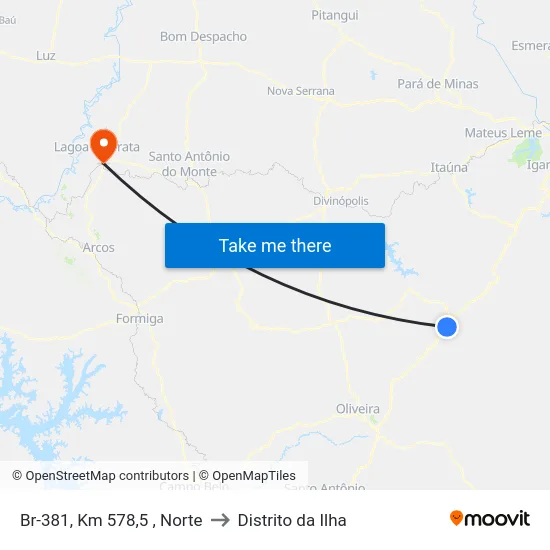 Br-381, Km 578,5 , Norte to Distrito da Ilha map