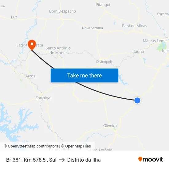 Br-381, Km 578,5 , Sul to Distrito da Ilha map