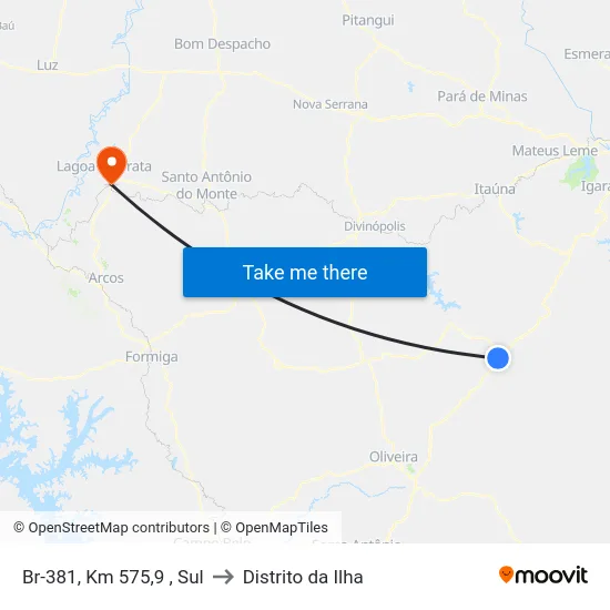 Br-381, Km 575,9 , Sul to Distrito da Ilha map
