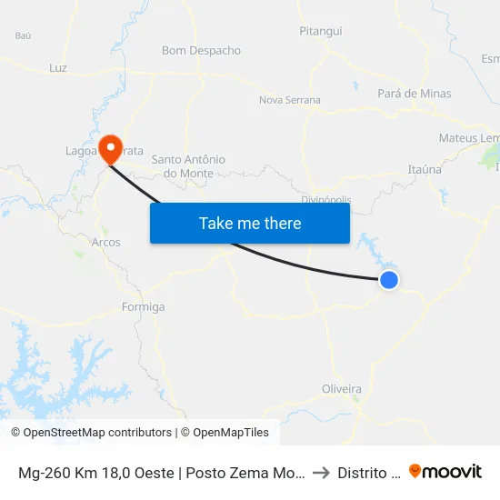 Mg-260 Km 18,0 Oeste | Posto Zema Monsenhor João Alexandre to Distrito da Ilha map
