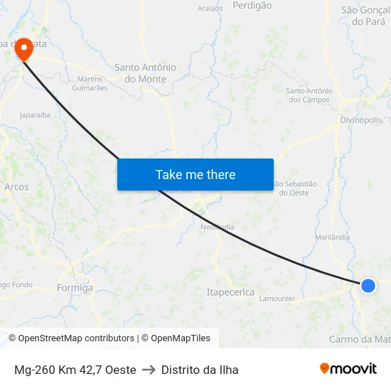 Mg-260 Km 42,7 Oeste to Distrito da Ilha map