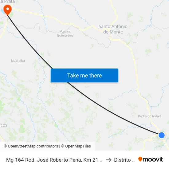 Mg-164 Rod. José Roberto Pena, Km 218,5 Sul | Entronc. Mg-050 to Distrito da Ilha map