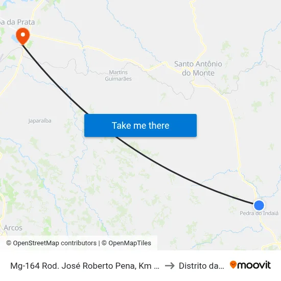 Mg-164 Rod. José Roberto Pena, Km 211,8 Sul to Distrito da Ilha map