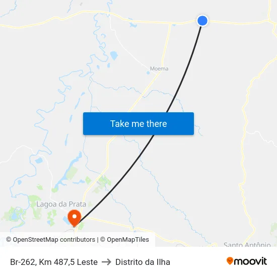 Br-262, Km 487,5 Leste to Distrito da Ilha map