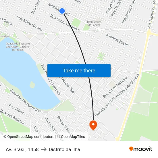 Av. Brasil, 1458 to Distrito da Ilha map