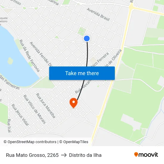 Rua Mato Grosso, 2265 to Distrito da Ilha map