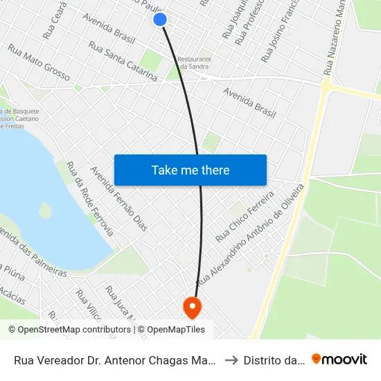 Rua Vereador Dr. Antenor Chagas Madeira , 281 to Distrito da Ilha map