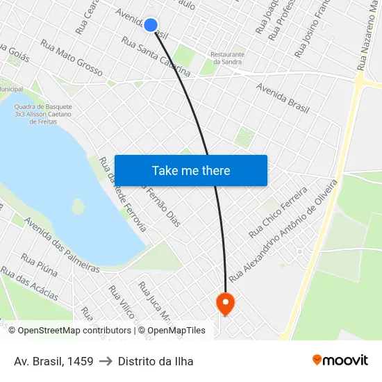 Av. Brasil, 1459 to Distrito da Ilha map