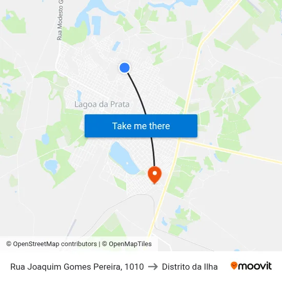 Rua Joaquim Gomes Pereira, 1010 to Distrito da Ilha map