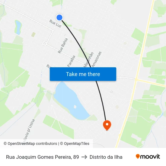 Rua Joaquim Gomes Pereira, 89 to Distrito da Ilha map