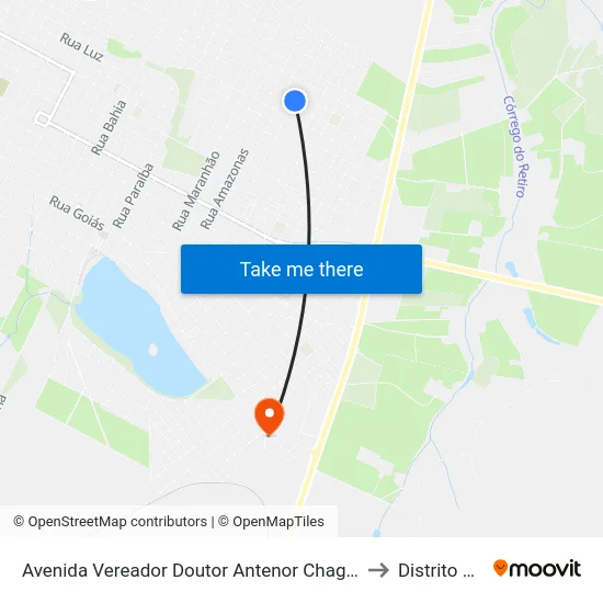 Avenida Vereador Doutor Antenor Chagas Madeira, 1112 to Distrito da Ilha map