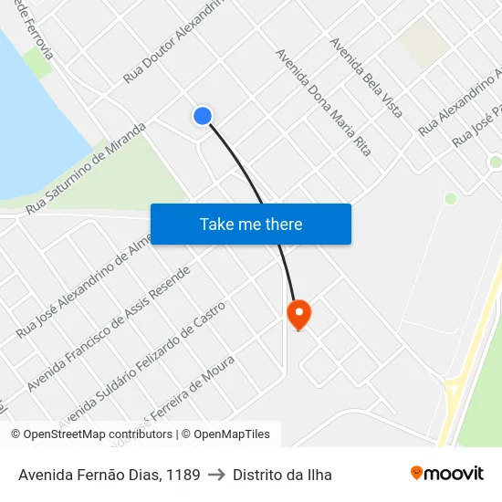 Avenida Fernão Dias, 1189 to Distrito da Ilha map