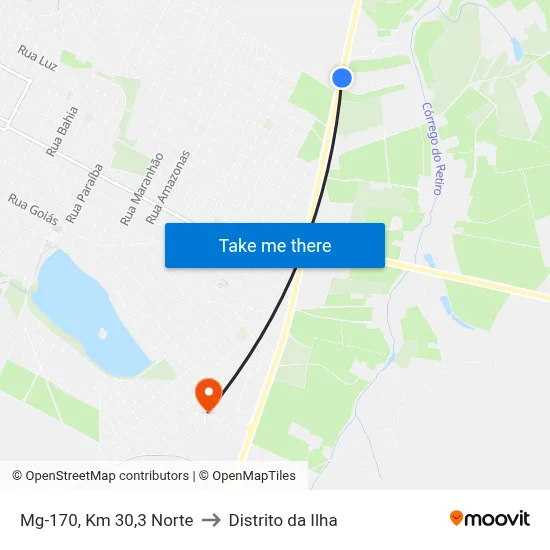 Mg-170, Km 30,3 Norte to Distrito da Ilha map