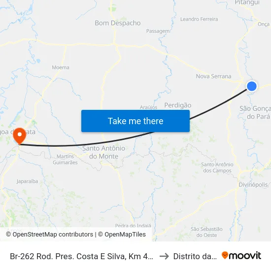 Br-262 Rod. Pres. Costa E Silva, Km 431,2 Leste to Distrito da Ilha map