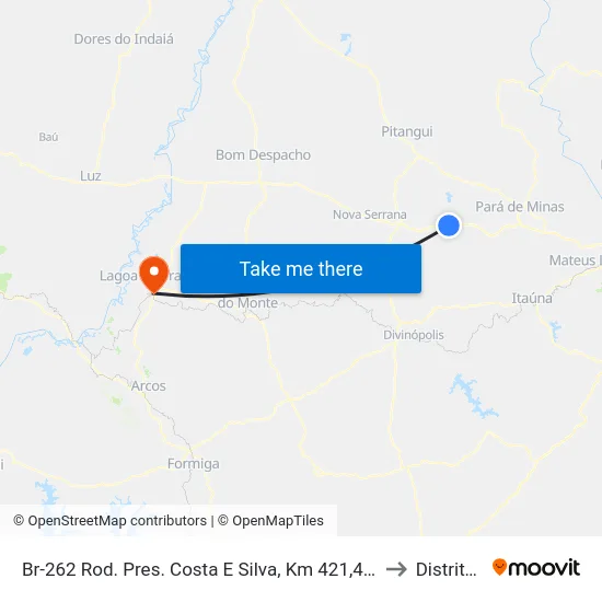 Br-262 Rod. Pres. Costa E Silva, Km 421,4 Oeste | Entr. Bom Jesus Do Oeste to Distrito da Ilha map
